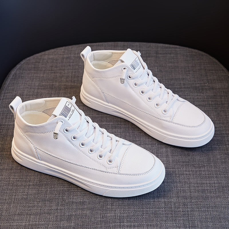 Soft Genuine Leather Lace-Up Court Sneakers