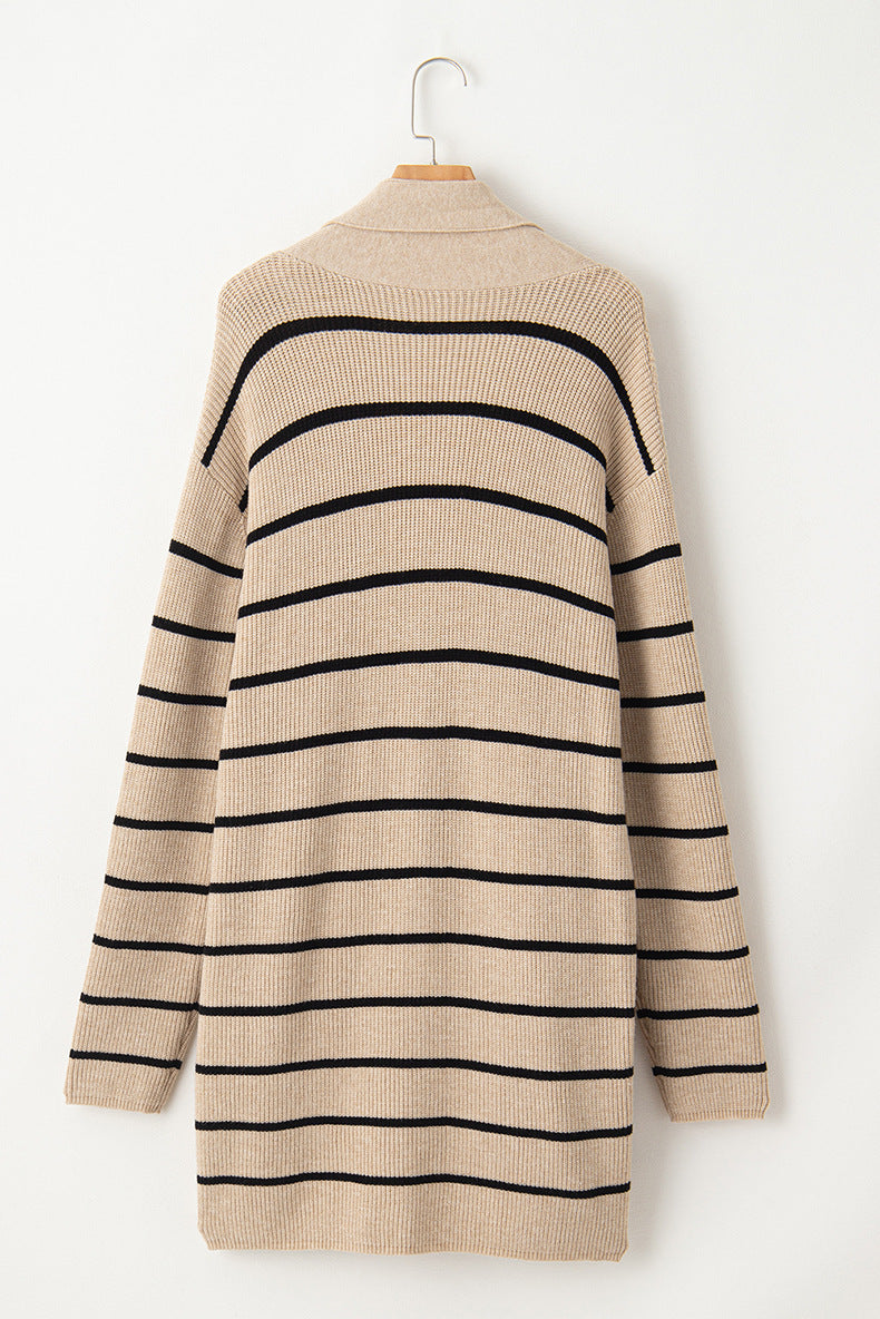 Breton Stripe Duster Cardigan With Pockets - view 1