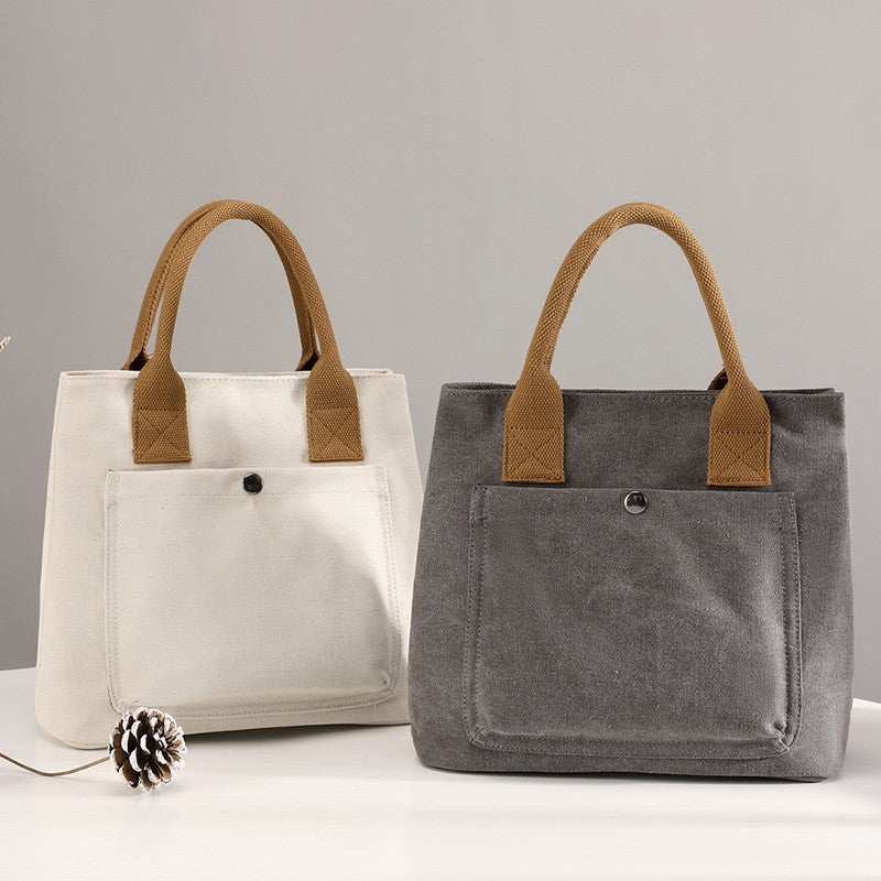 Canvas Mini Tote Bag with Front Pocket