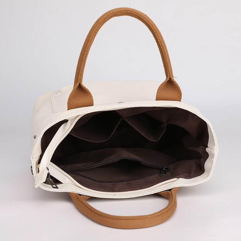 Canvas Mini Tote Bag with Front Pocket