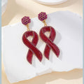 Sparkling Rhinestone Ribbon Drop Earrings - Red