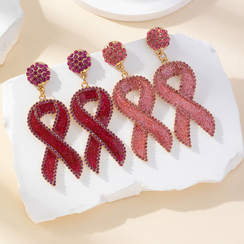 Sparkling Rhinestone Ribbon Drop Earrings