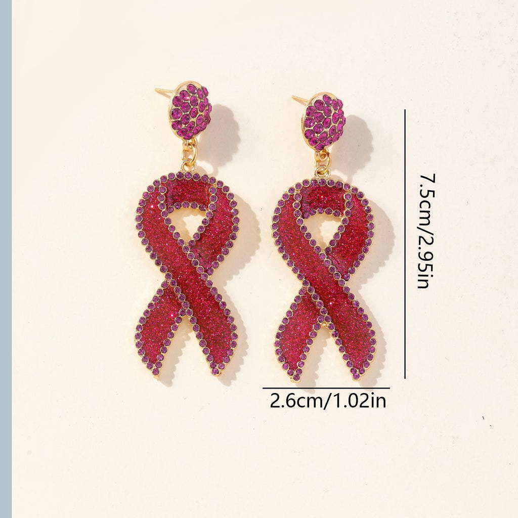 Sparkling Rhinestone Ribbon Drop Earrings - view 2