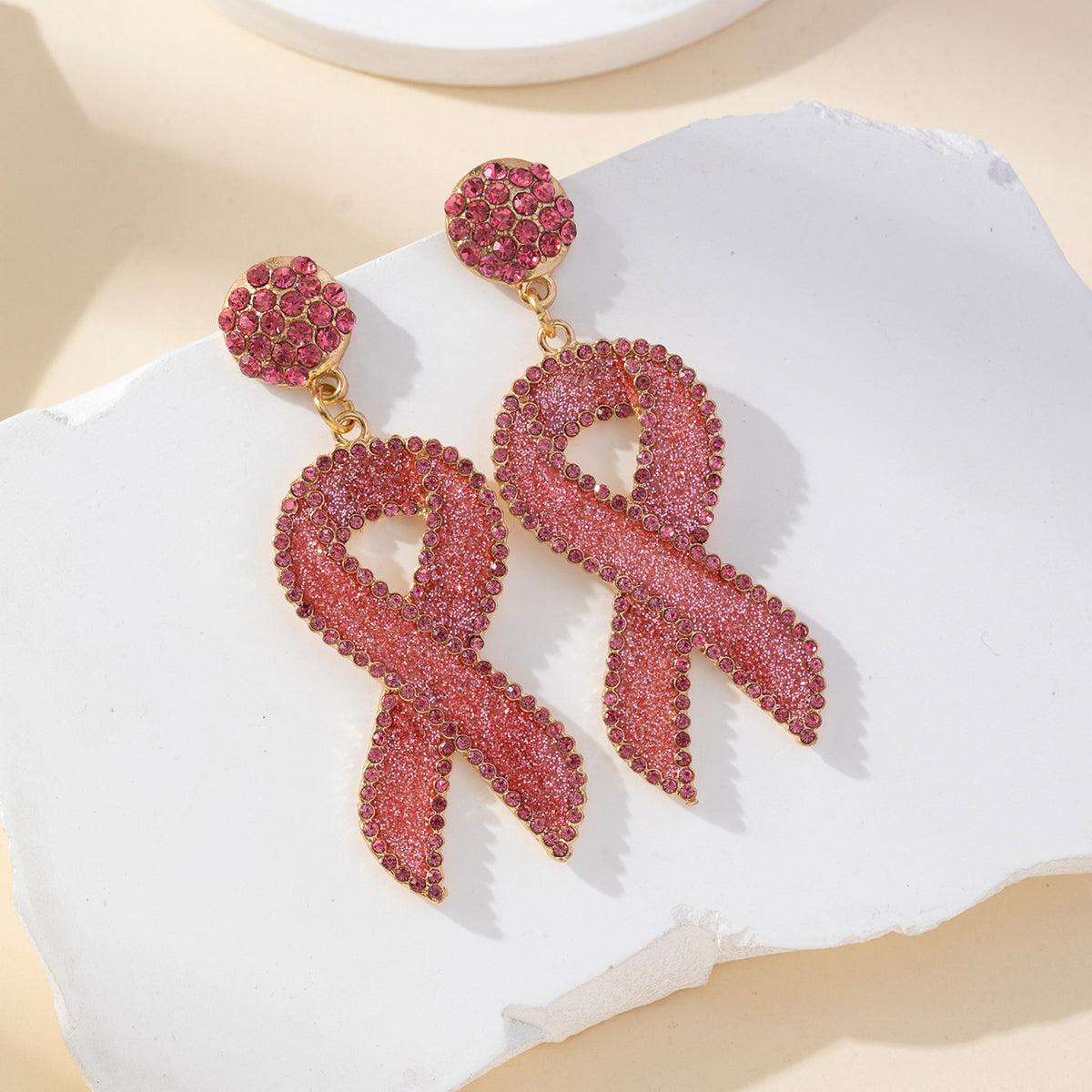 Sparkling Rhinestone Ribbon Drop Earrings - view 3