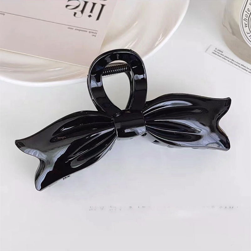 Oversized Bow Shaped Hair Claw Clip - Black