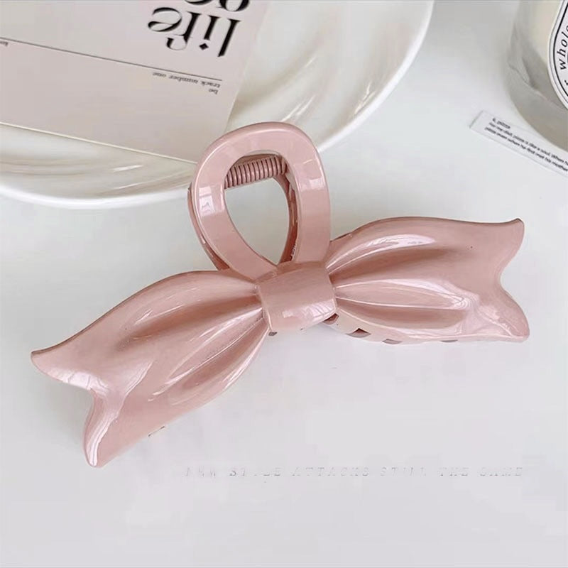Oversized Bow Shaped Hair Claw Clip - Pink