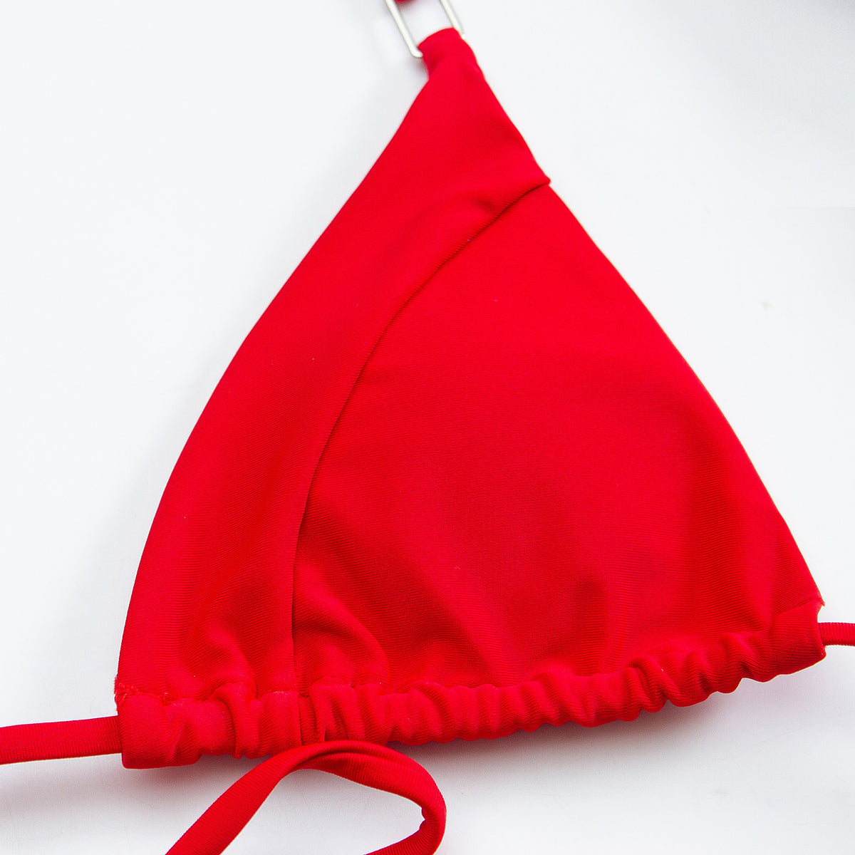 String Tie Side Triangle Bikini Set - Red - 3