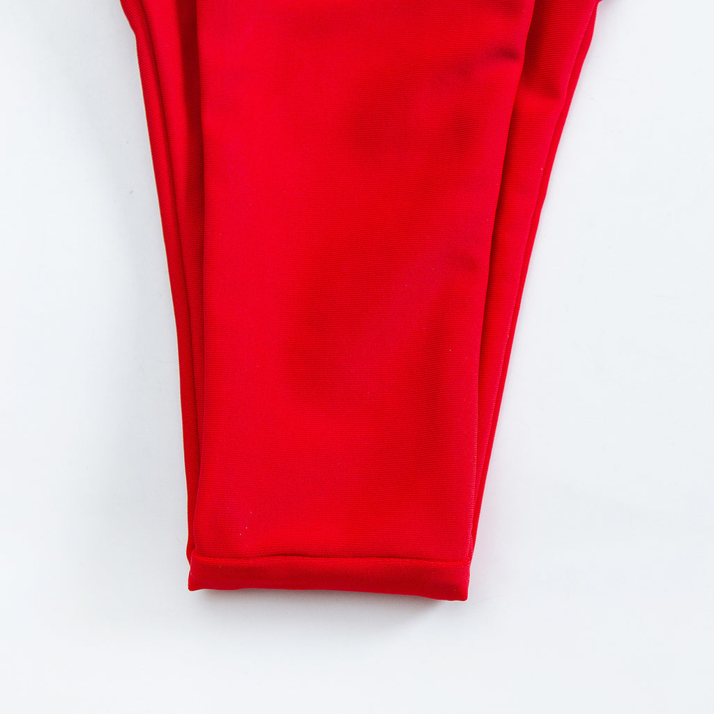 String Tie Side Triangle Bikini Set - Red - 6