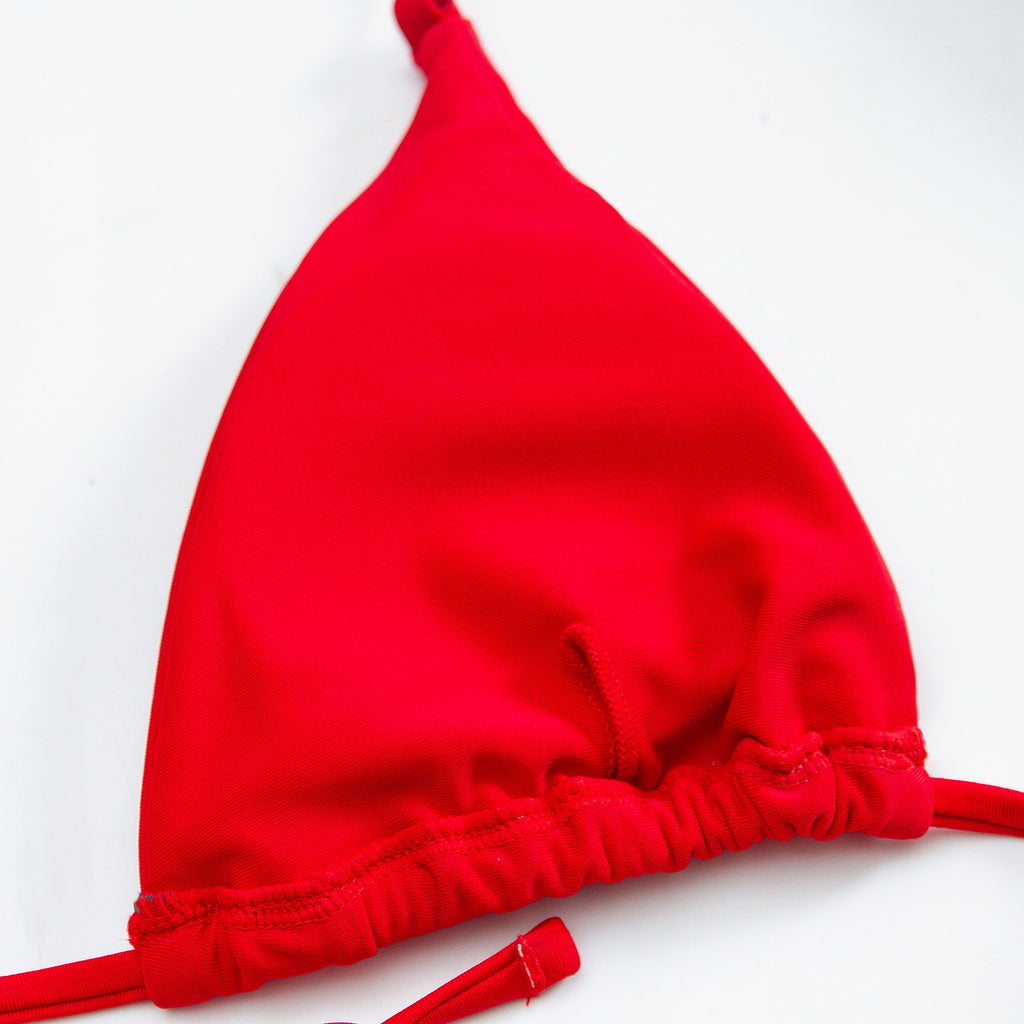 String Tie Side Triangle Bikini Set - Red - 9