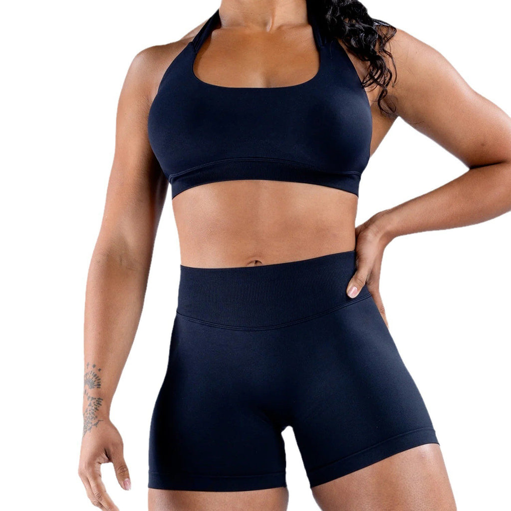 Seamless Matte Halter Scoop Neck Gym Sports Bra