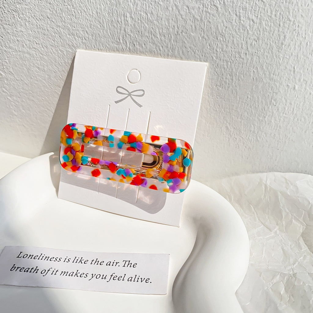 Confetti Speckle Acetate Duckbill Hair Clips - Red_1
