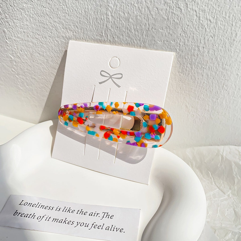 Confetti Speckle Acetate Duckbill Hair Clips - Red_2