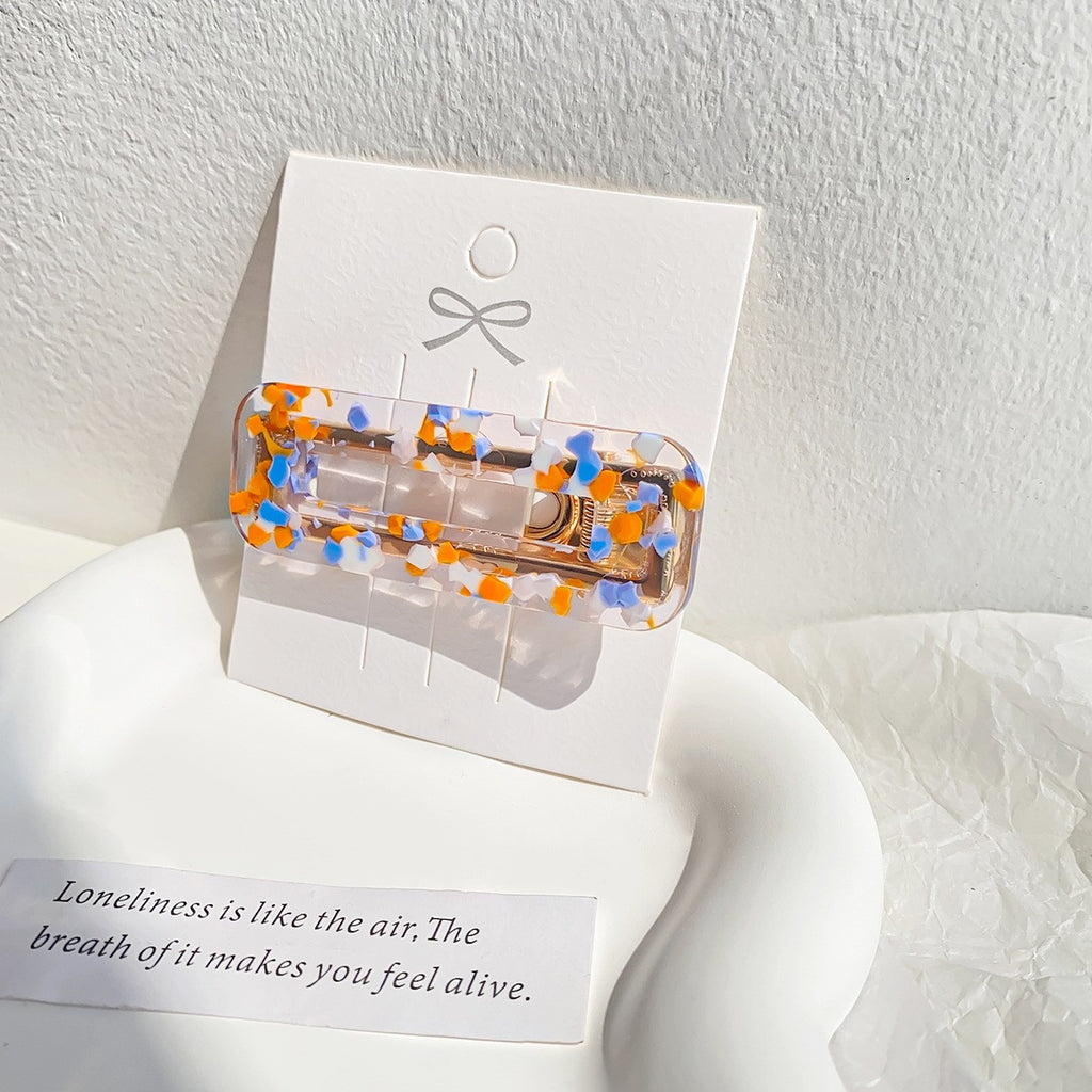 Confetti Speckle Acetate Duckbill Hair Clips - Yellow_1