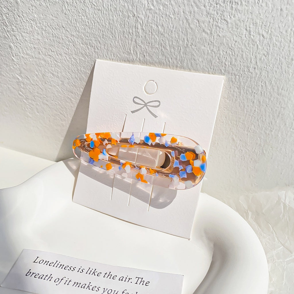 Confetti Speckle Acetate Duckbill Hair Clips - Yellow_2
