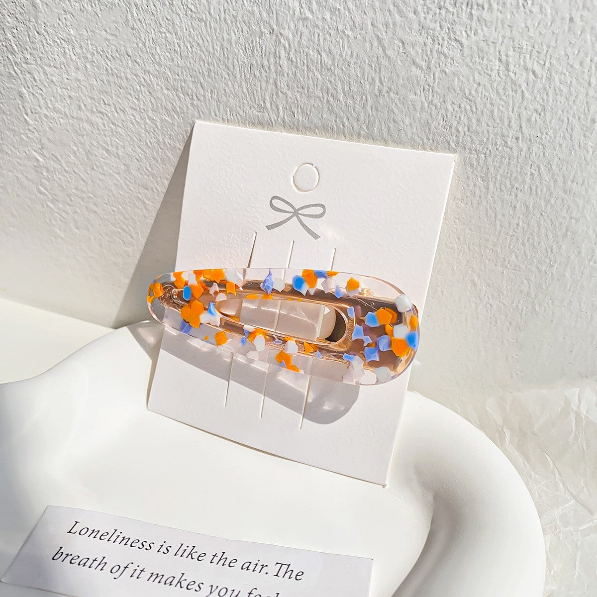 Confetti Speckle Acetate Duckbill Hair Clips - Yellow_2