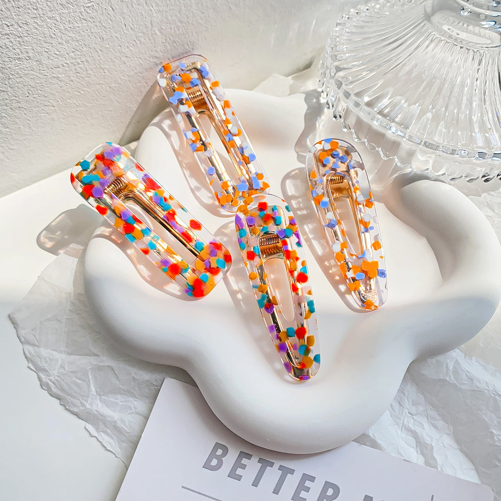 Confetti Speckle Acetate Duckbill Hair Clips