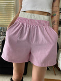 Contrast Waistband Striped Boxer Shorts - Pink