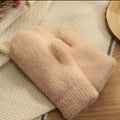 Soft Plush Winter Mitten Gloves - Beige
