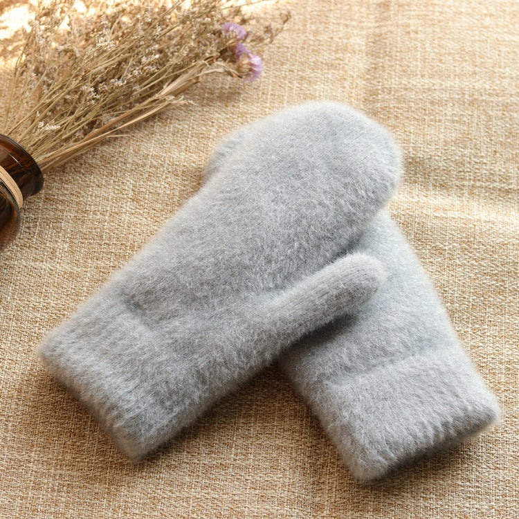 Soft Plush Winter Mitten Gloves - Grey