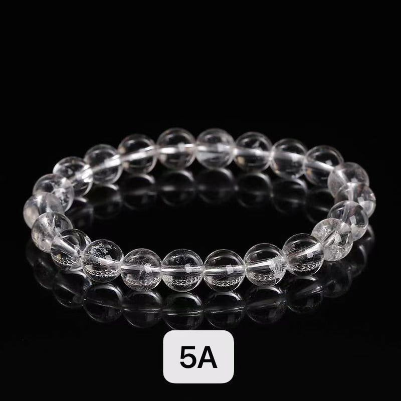 Clear Quartz Round Bead Bracelet - 5A