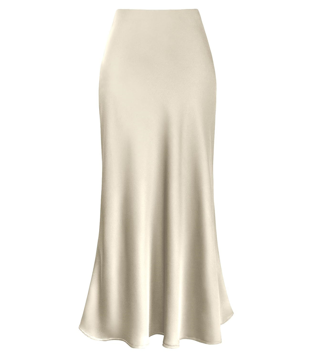 Bias Cut Satin Slip Maxi Skirt - Apricot