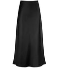 Bias Cut Satin Slip Maxi Skirt - Black