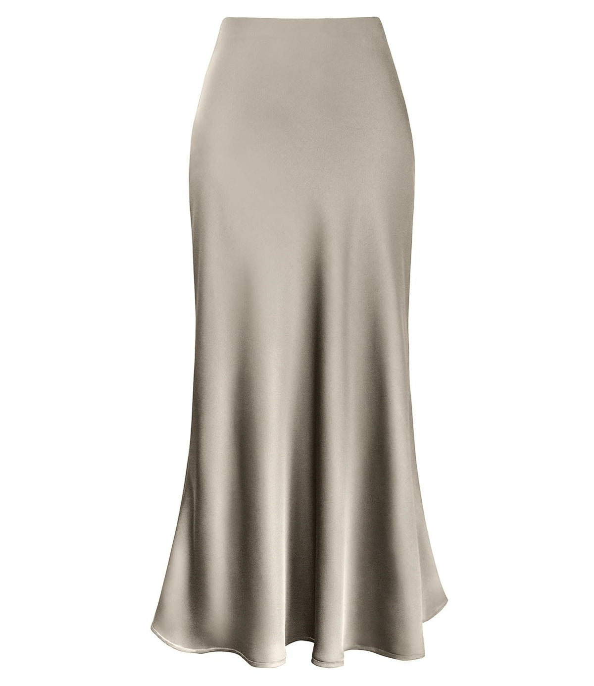 Bias Cut Satin Slip Maxi Skirt - Champagn
