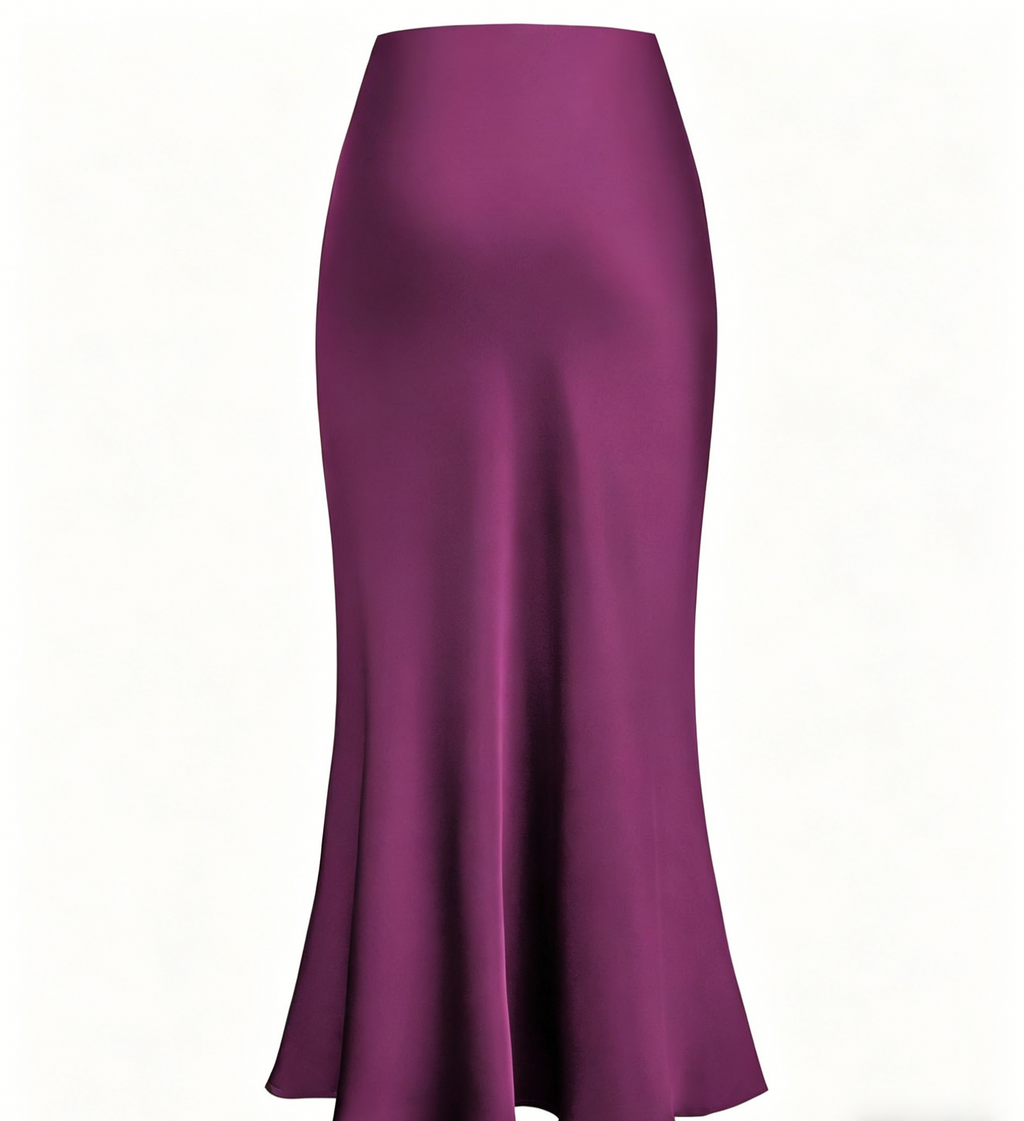 Bias Cut Satin Slip Maxi Skirt - DPurple - 1
