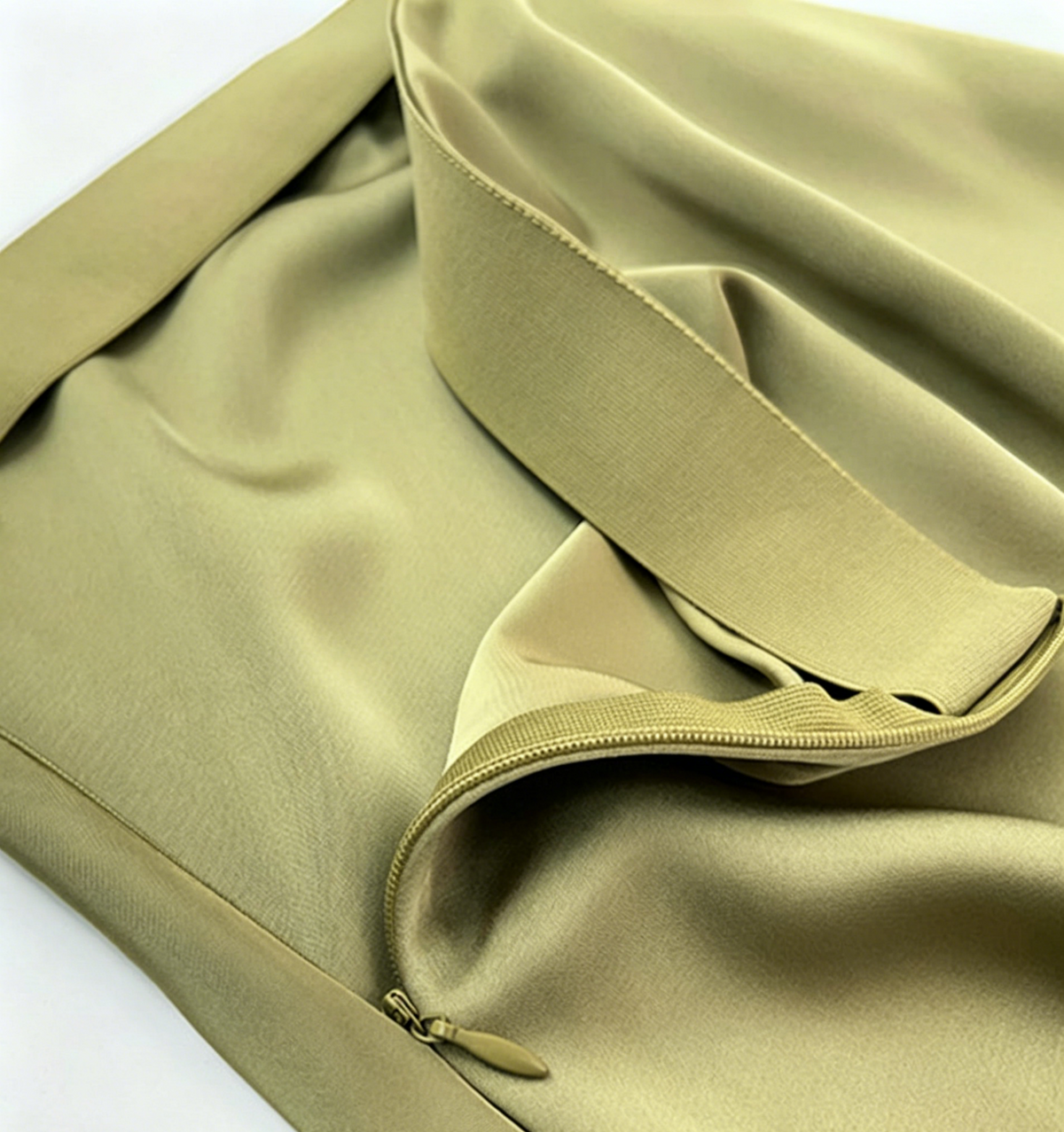 Bias Cut Satin Slip Maxi Skirt - Grass - 1