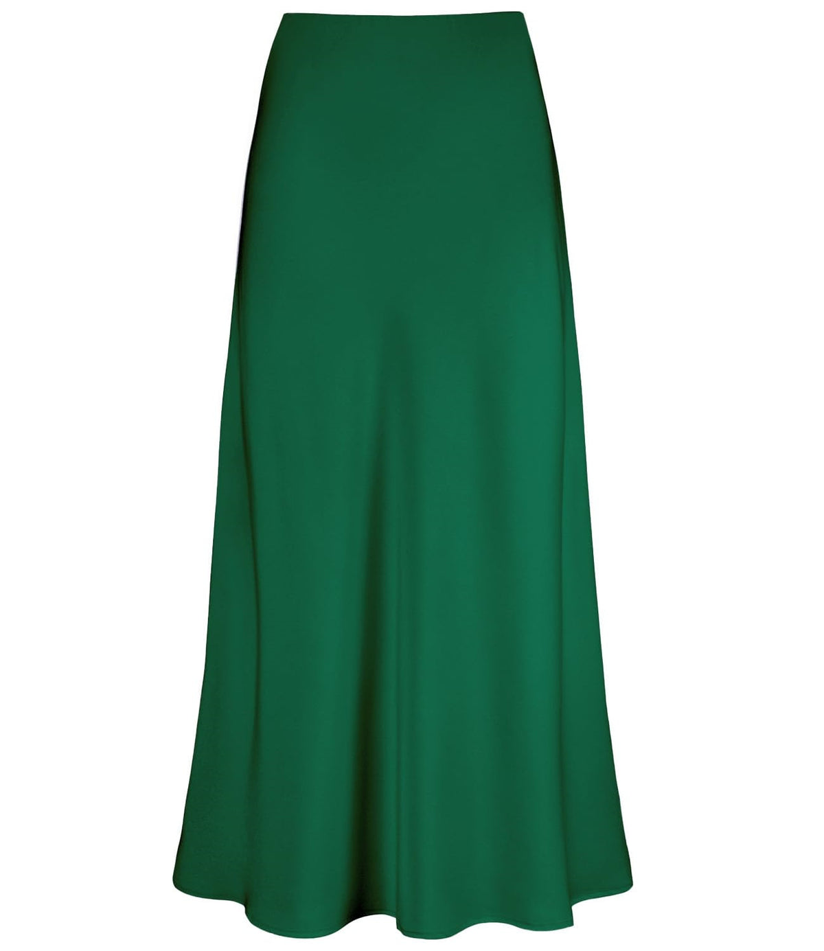 Bias Cut Satin Slip Maxi Skirt - Green