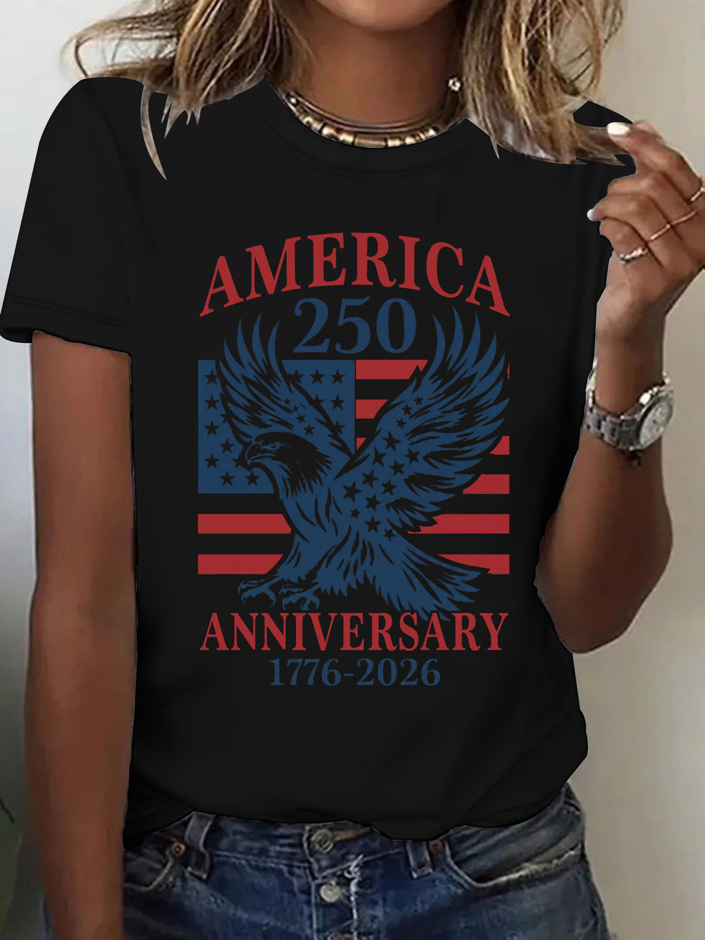 Eagle Flag 250 Anniversary Graphic T-Shirt - Black
