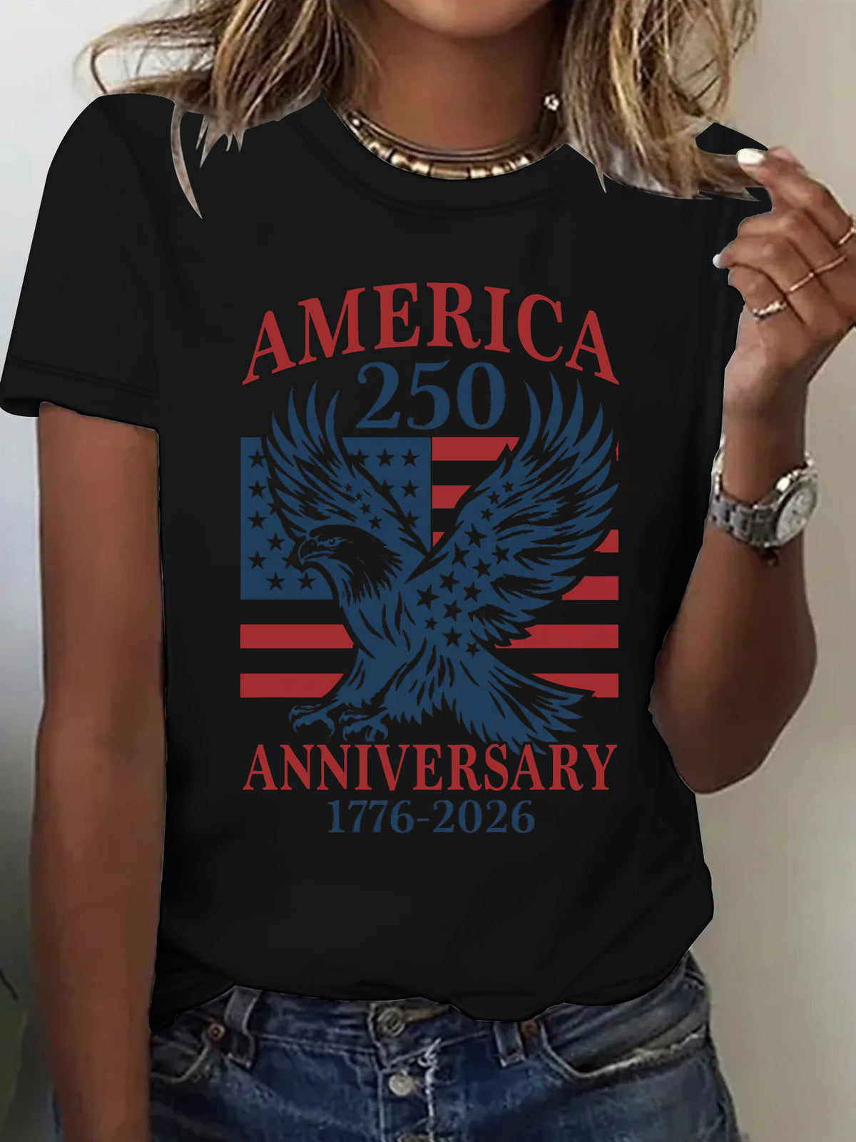 Eagle Flag 250 Anniversary Graphic T-Shirt - Black