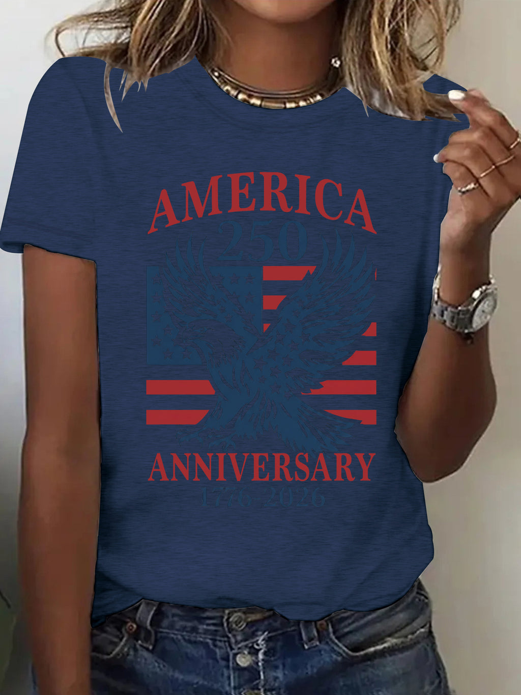 Eagle Flag 250 Anniversary Graphic T-Shirt - Blue