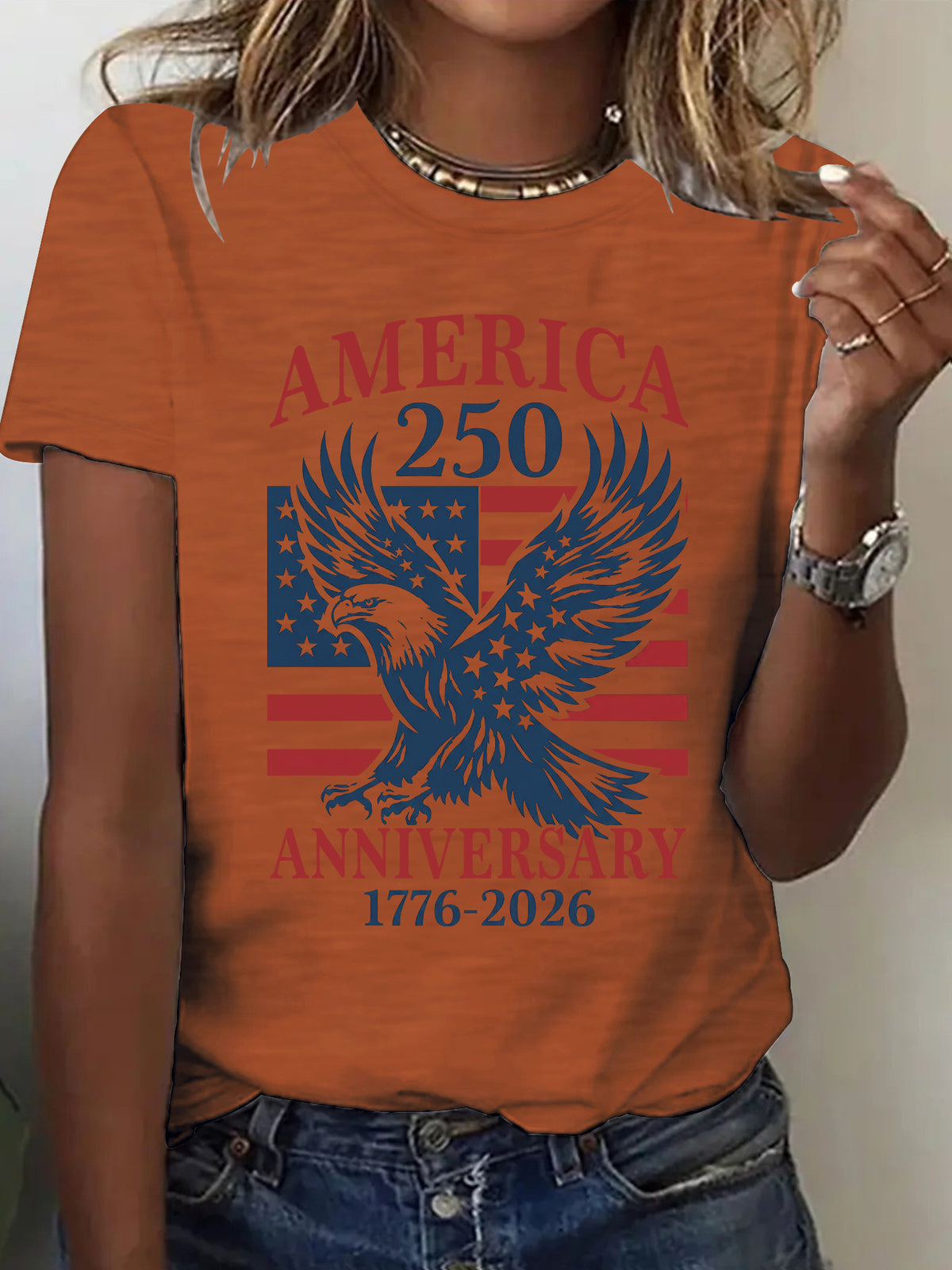Eagle Flag 250 Anniversary Graphic T-Shirt - Brown