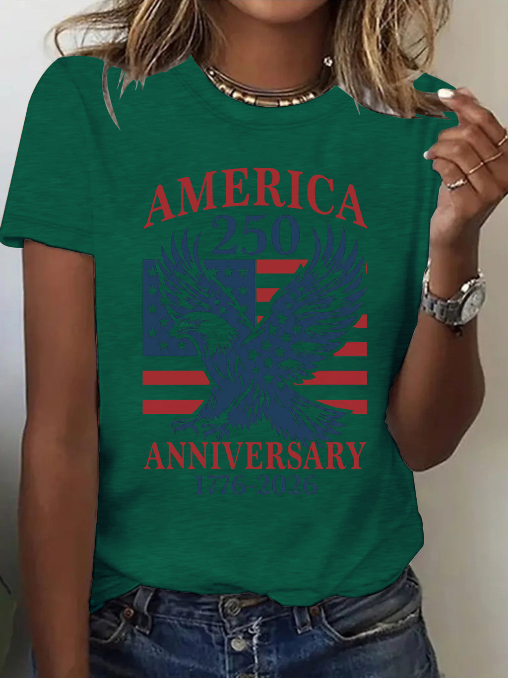 Eagle Flag 250 Anniversary Graphic T-Shirt - Green