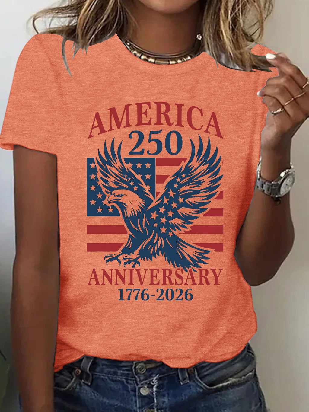 Eagle Flag 250 Anniversary Graphic T-Shirt - Orange