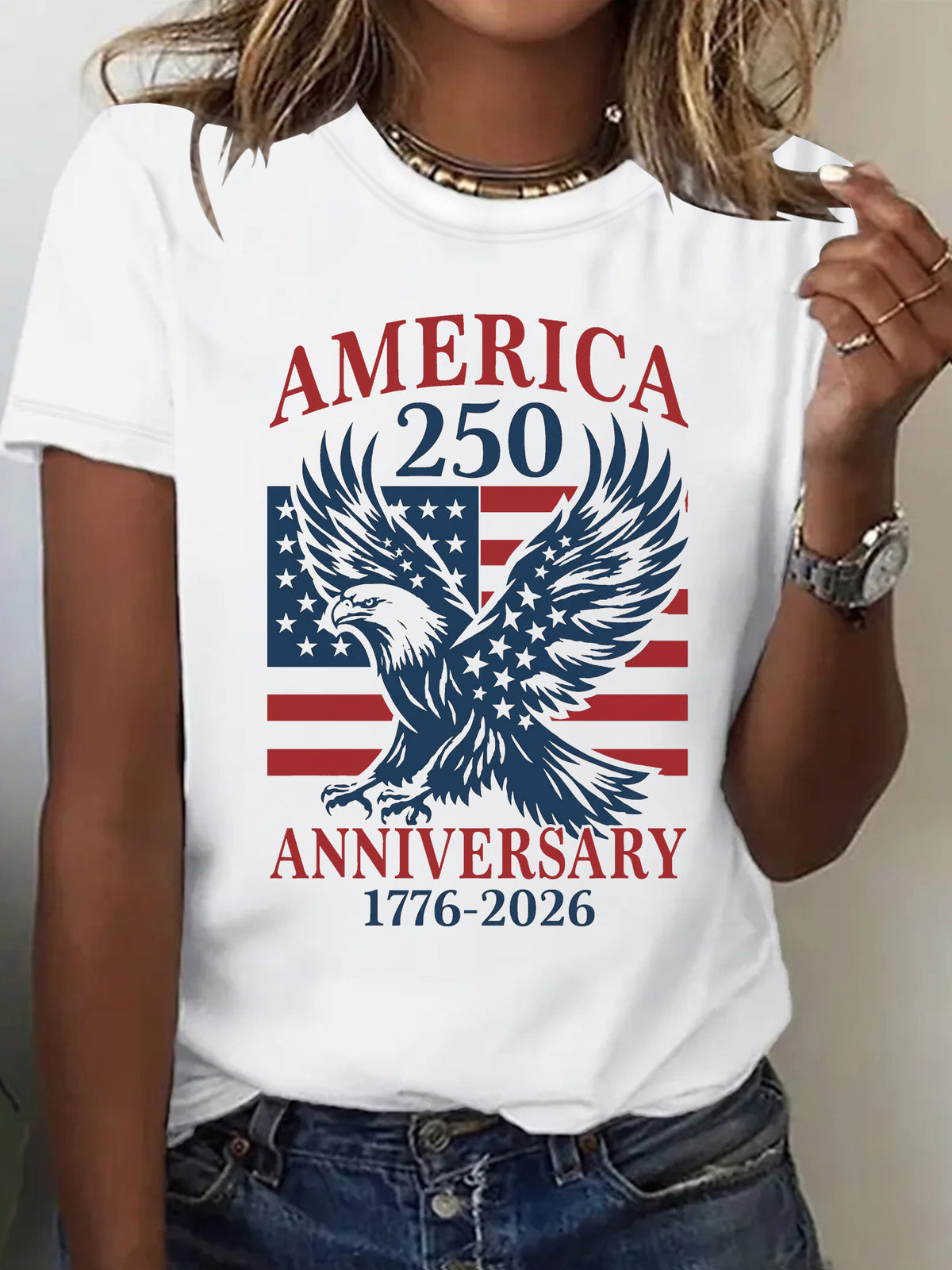 Eagle Flag 250 Anniversary Graphic T-Shirt - White