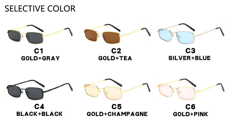 Small Rectangle Metal Frame Sunglasses - Color_2 - 2