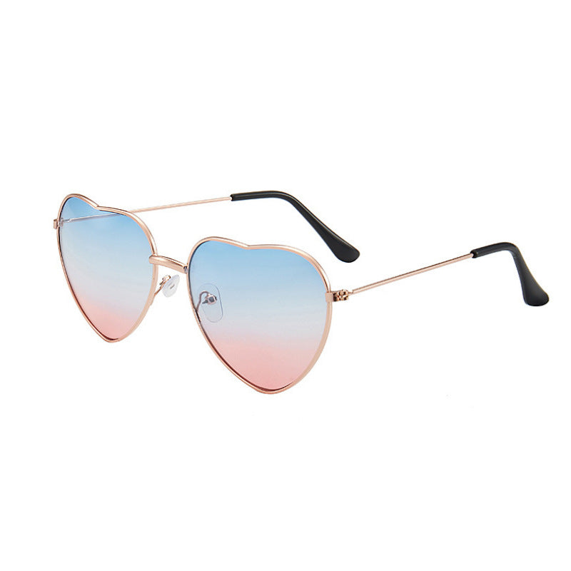 Heart Shaped Gradient Metal Sunglasses - C1