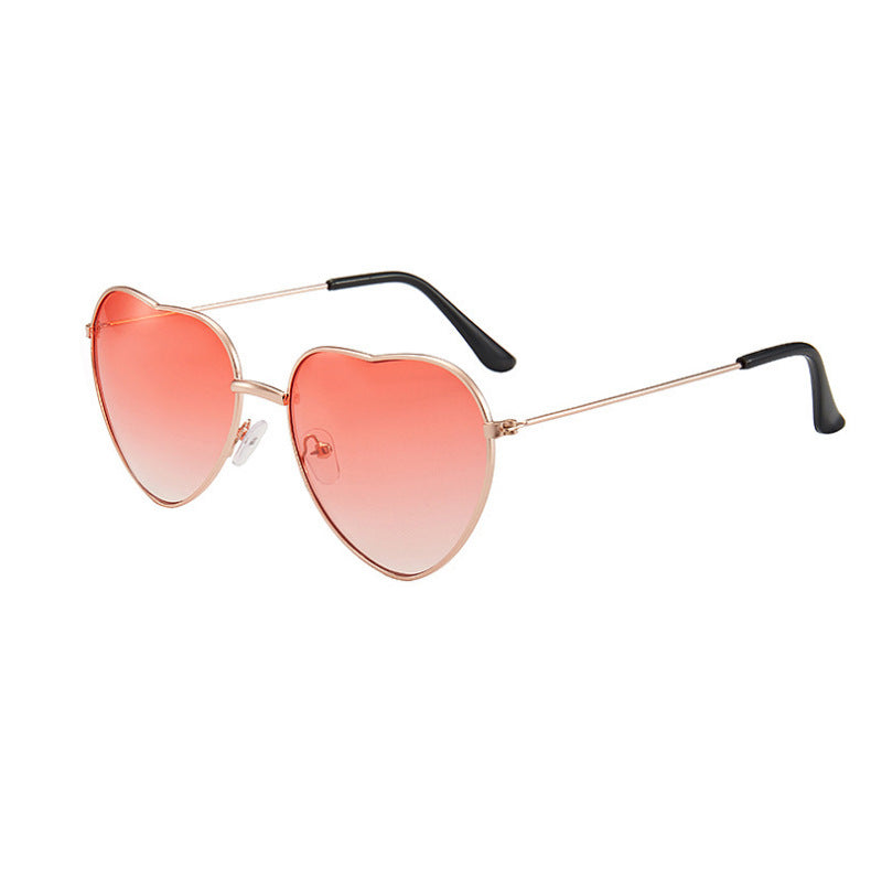Heart Shaped Gradient Metal Sunglasses - C2