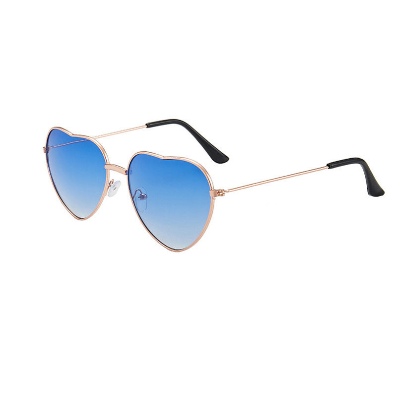 Heart Shaped Gradient Metal Sunglasses - C3