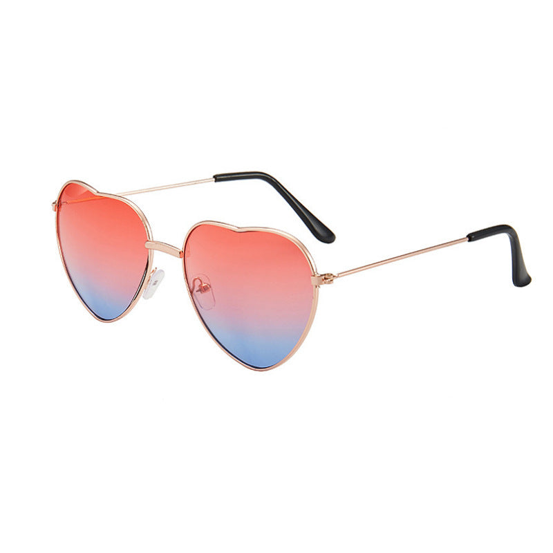 Heart Shaped Gradient Metal Sunglasses - C4