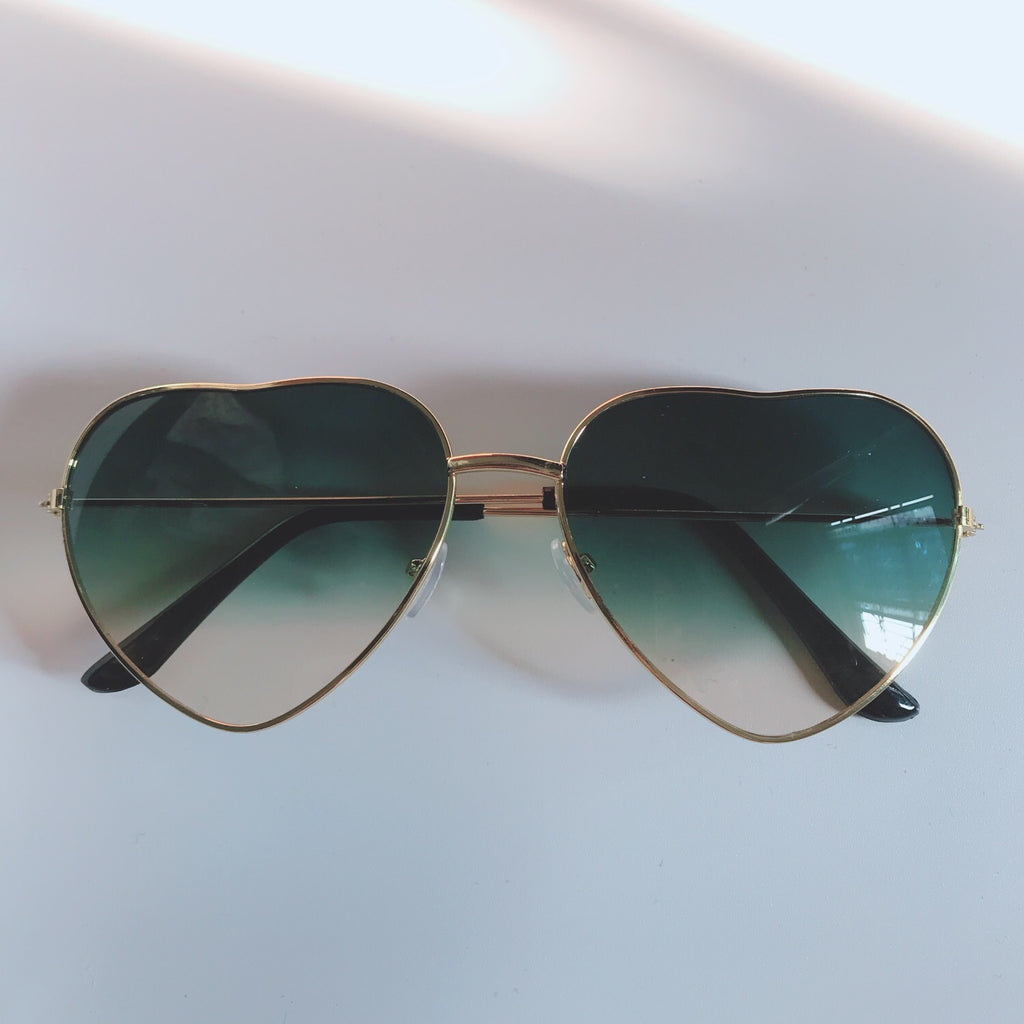 Heart Shaped Gradient Metal Sunglasses - C5