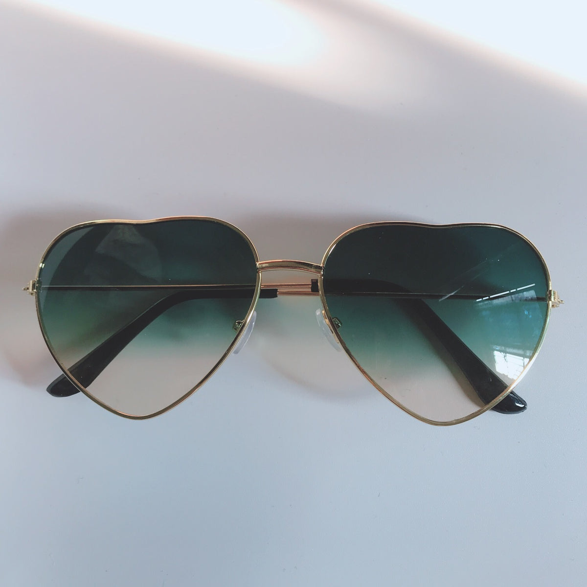 Heart Shaped Gradient Metal Sunglasses - C5