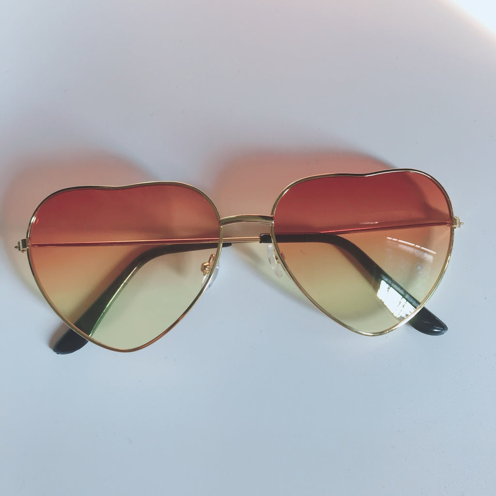 Heart Shaped Gradient Metal Sunglasses - C6