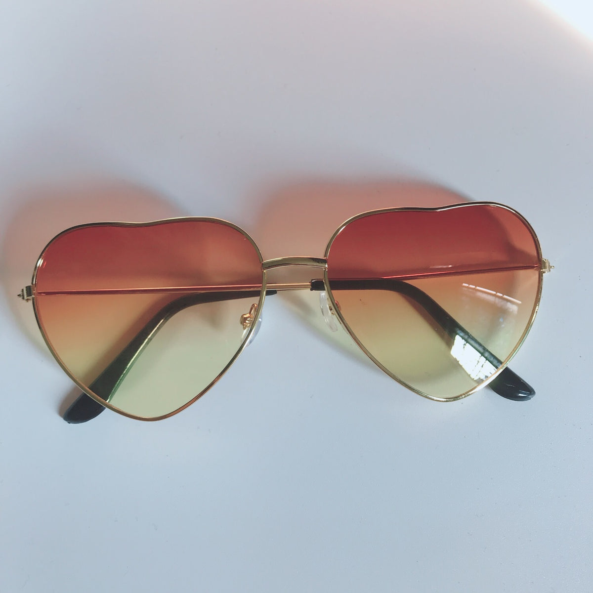 Heart Shaped Gradient Metal Sunglasses - C6