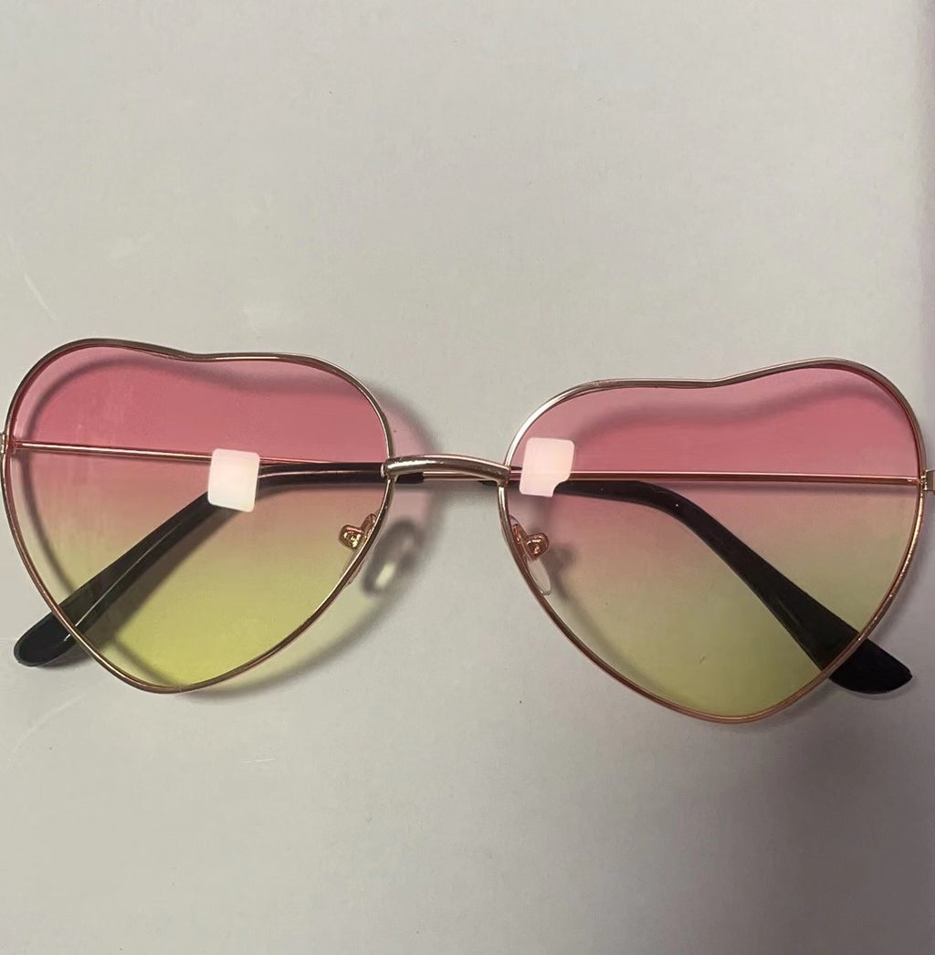 Heart Shaped Gradient Metal Sunglasses - C7