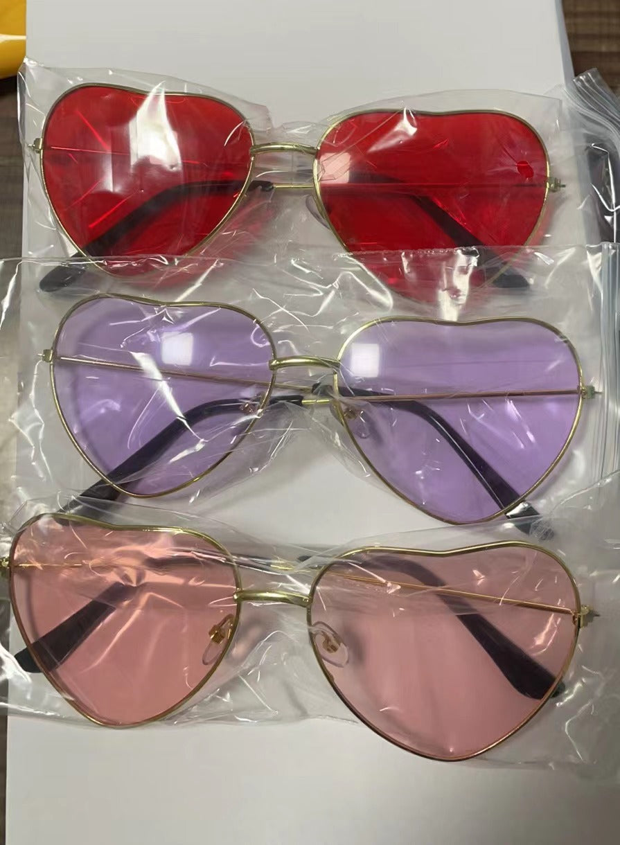 Heart Shaped Gradient Metal Sunglasses - C9