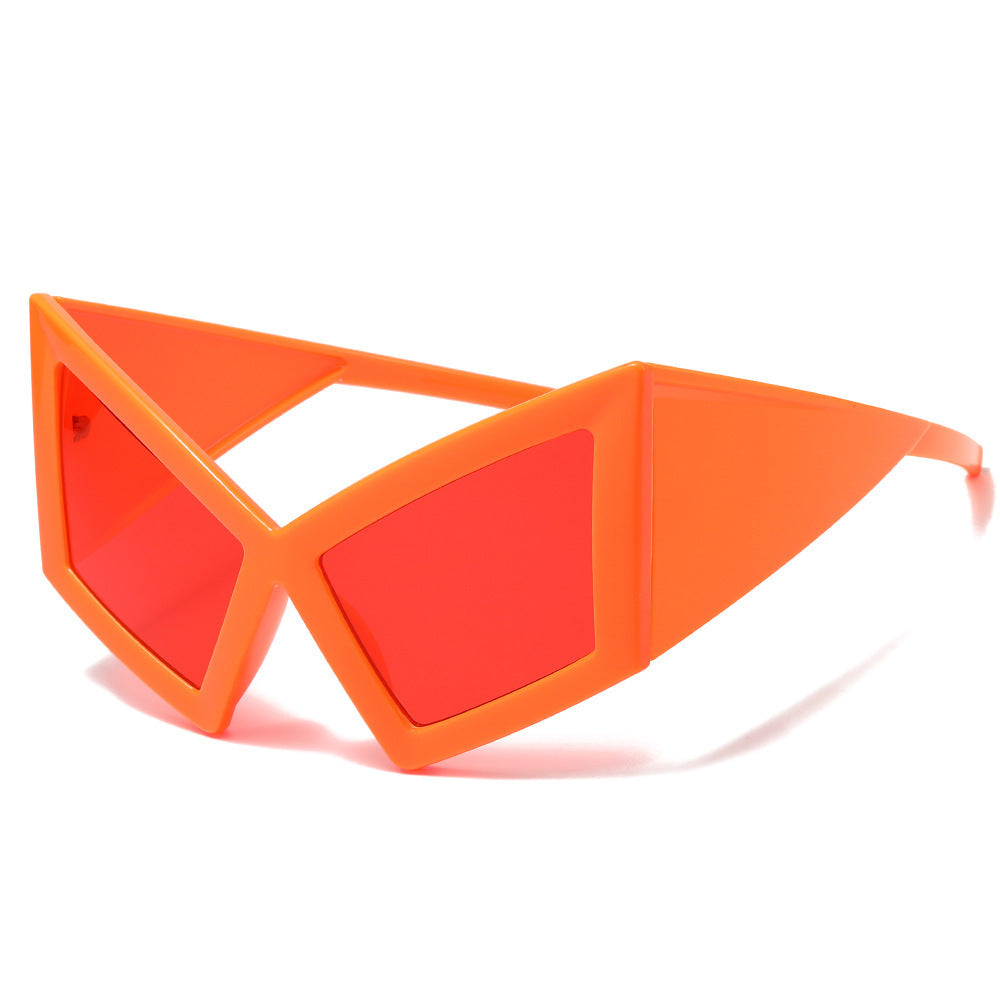Angular Cat Eye Sunglasses With Chunky Frames - Orange
