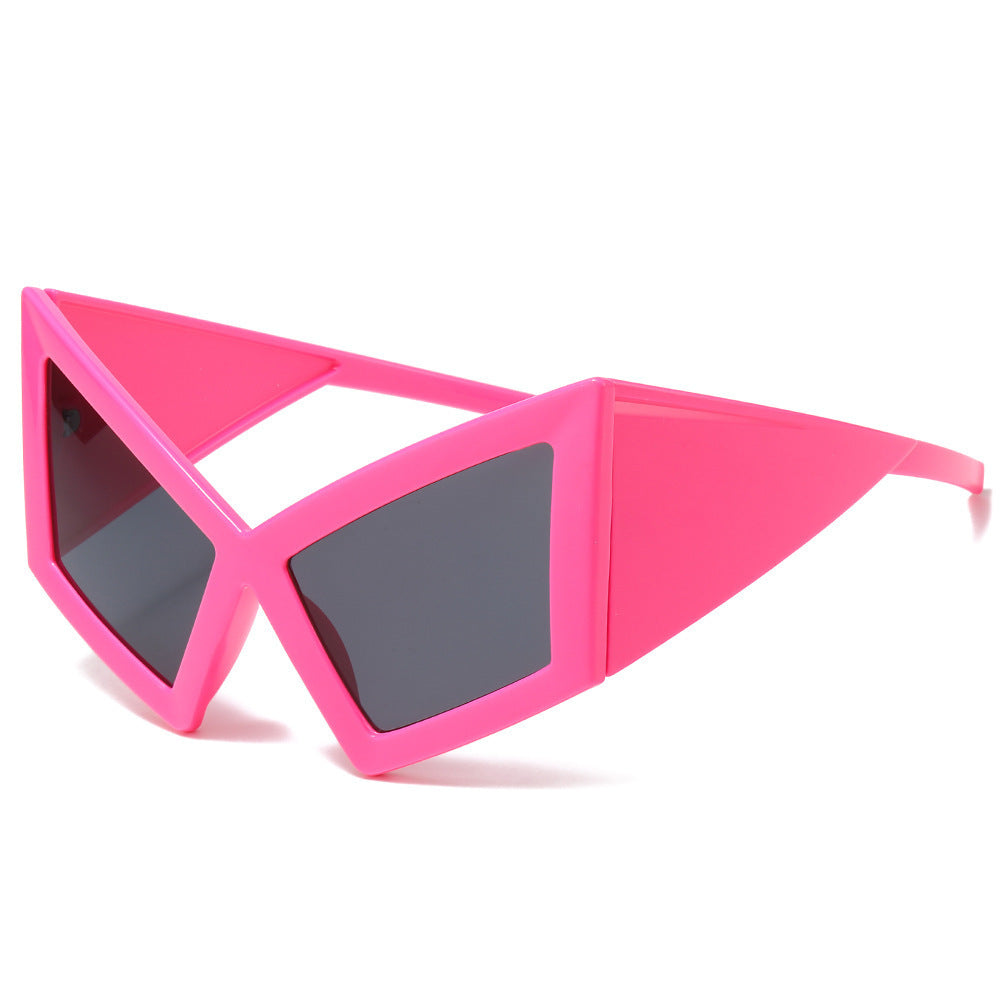 Angular Cat Eye Sunglasses With Chunky Frames - RoseGrey